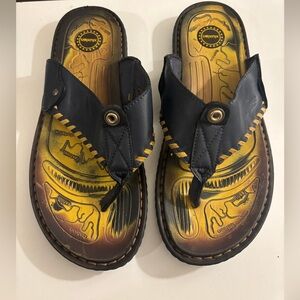 Men’s Leather Upper Beach Vacation Comfy Flip Flops 9.5-10